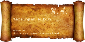 Maczinger Albin névjegykártya